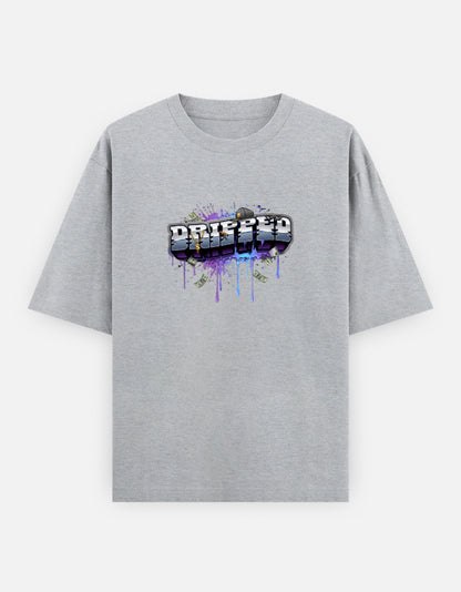 Dripped — Front Print Unisex Grey Oversized T-Shirt