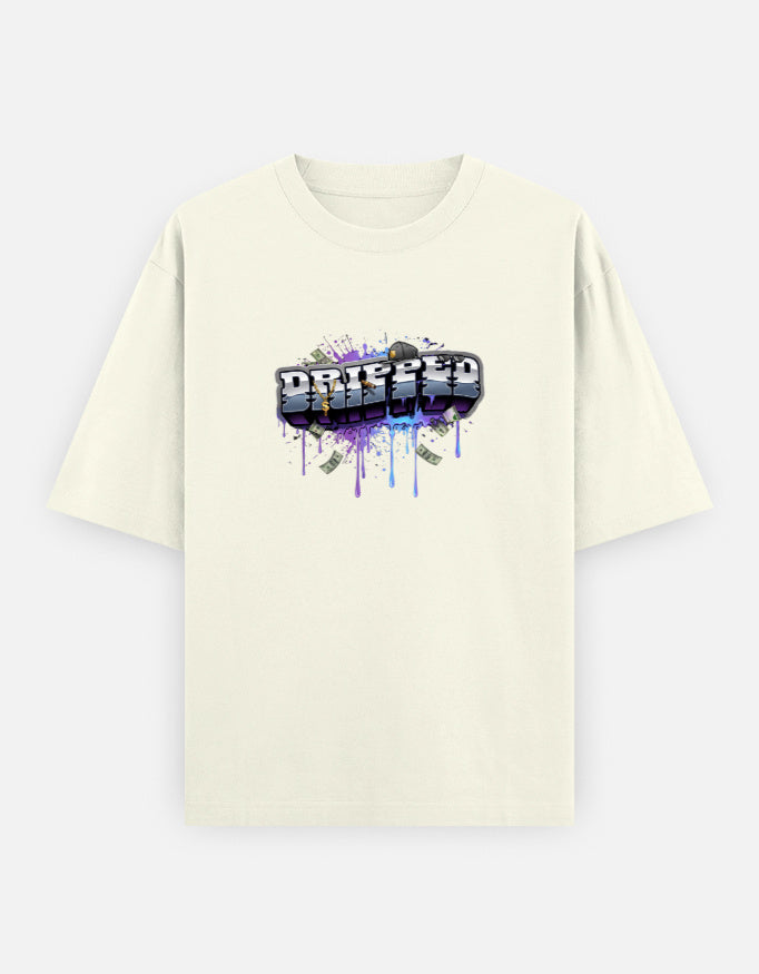 Dripped - Front Print Unisex Off white Oversized T-Shirt