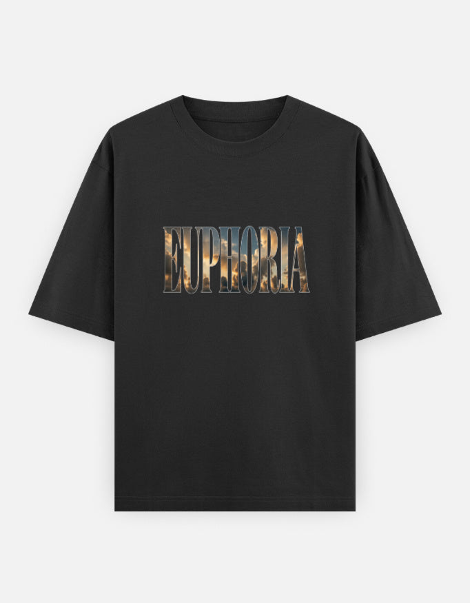 Euphoria Front Print Unisex Black Oversized T-Shirt