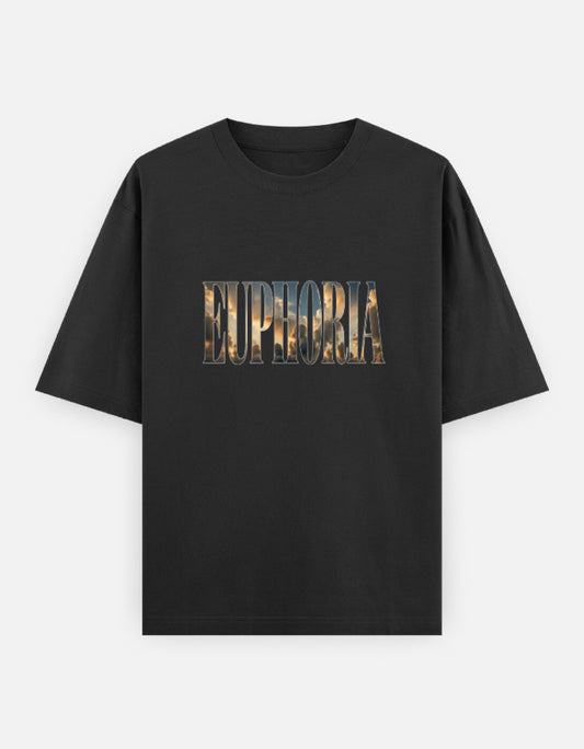Euphoria Front Print Unisex Black Oversized T-Shirt