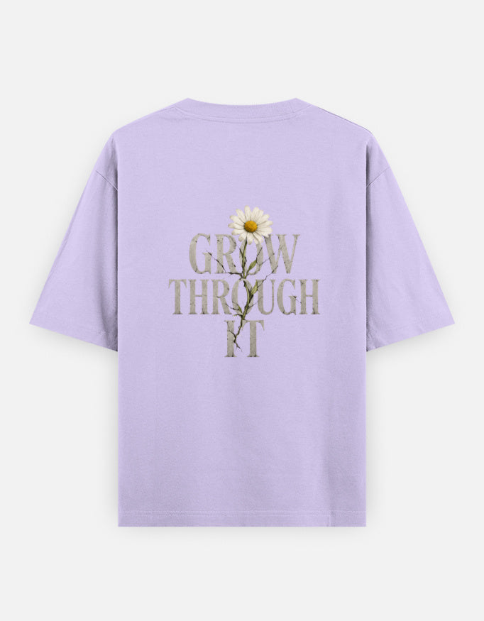 Grow Through It Back Print Unisex Lavender Oversized T-Shirt