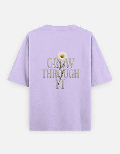 Grow Through It Back Print Unisex Lavender Oversized T-Shirt