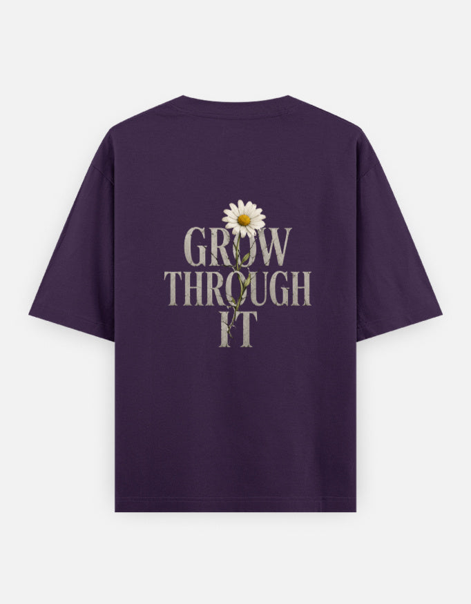 Grow Through It Back Print Unisex Purple Oversized T-Shirt