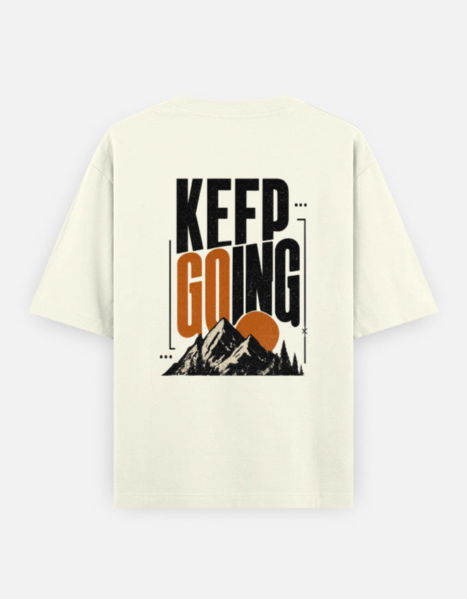 Keep Going Back Print Unisex Off-white Oversized T-Shirt
