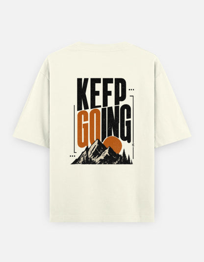 Keep Going Back Print Unisex Off-white Oversized T-Shirt