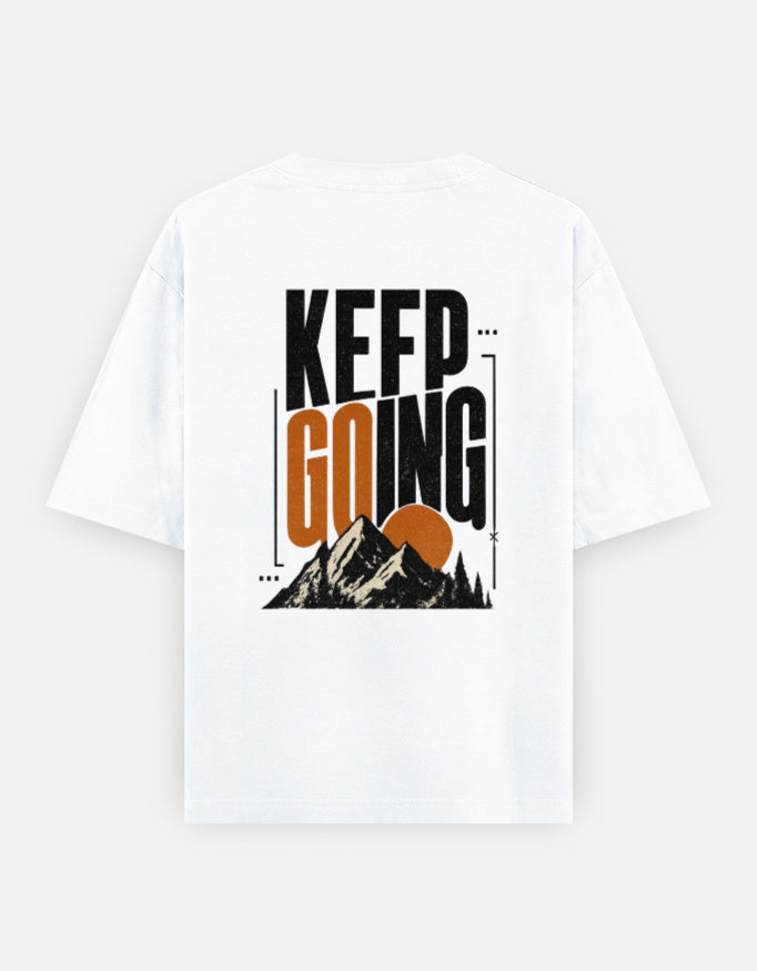 Keep Going Back Print Unisex White Oversized T-Shirt