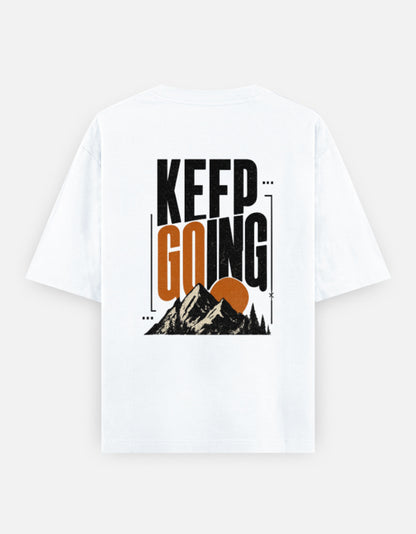 Keep Going Back Print Unisex White Oversized T-Shirt