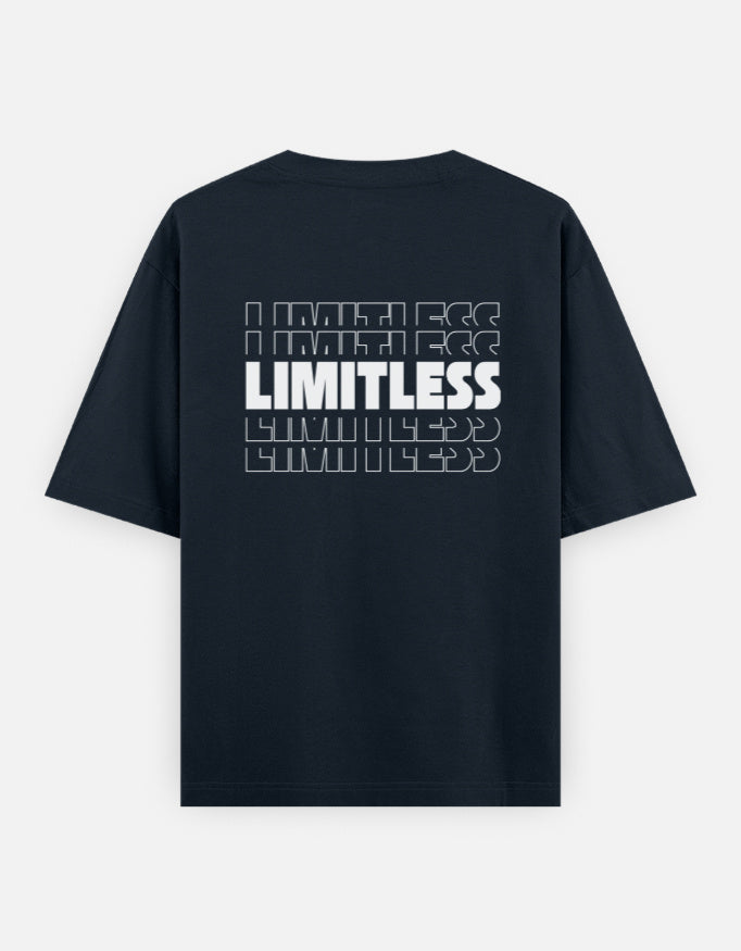 Limitless Back Print Dark Unisex Navy Blue Oversized T-Shirt