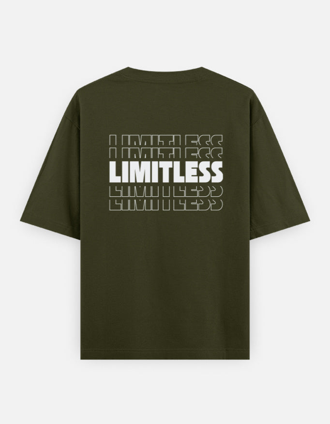 Limitless Back Print Dark Unisex Olive Green Oversized T-Shirt