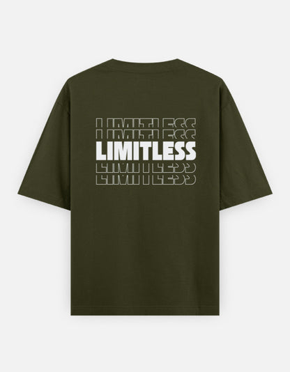Limitless Back Print Dark Unisex Olive Green Oversized T-Shirt