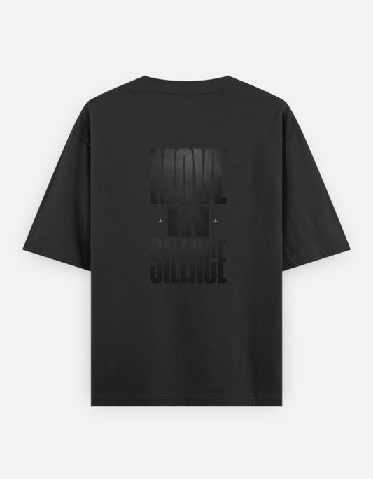 Move in Silence Back Print Black Oversized T-Shirt for Men & Women