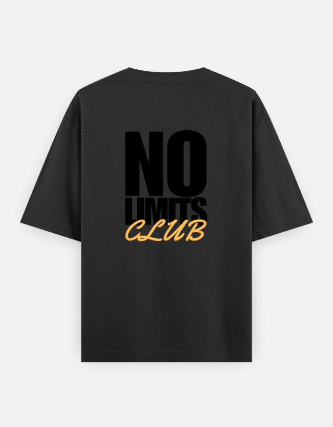 No Limits Club Back Print Unisex Black Oversized T-Shirt