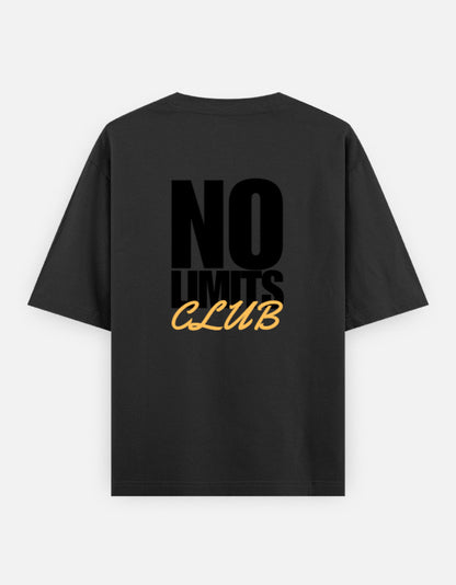 No Limits Club Back Print Unisex Black Oversized T-Shirt