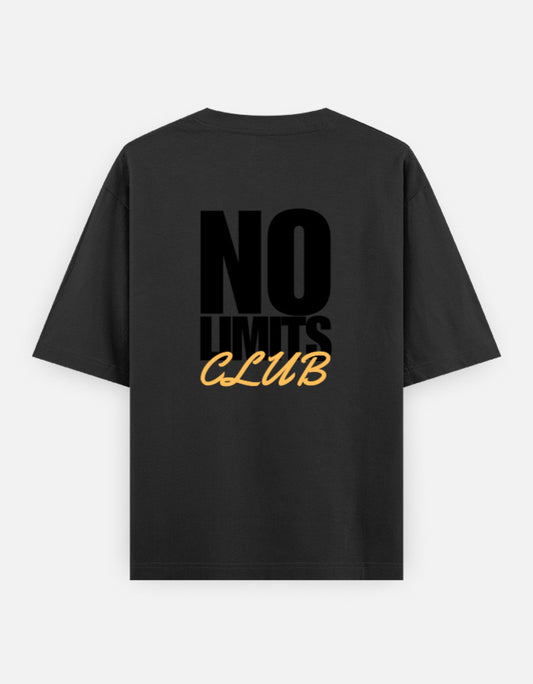 No Limits Club Back Print Unisex Black Oversized T-Shirt