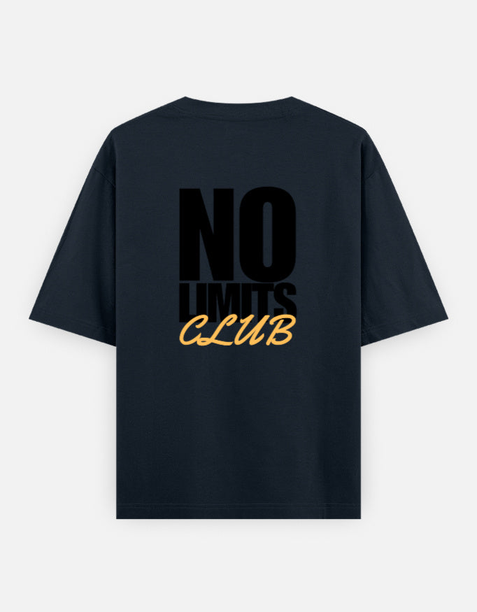 No Limits Club Back Print Unisex Navy Blue Oversized T-Shirt