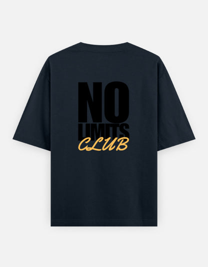 No Limits Club Back Print Unisex Navy Blue Oversized T-Shirt
