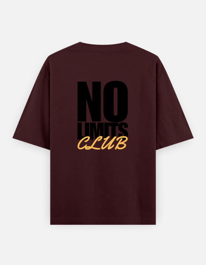 No Limits Club Back Print Unisex Navy Maroon Oversized T-Shirt