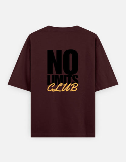 No Limits Club Back Print Unisex Navy Maroon Oversized T-Shirt