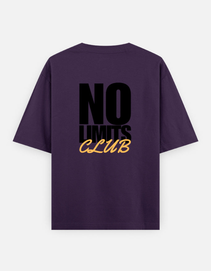 No Limits Club Back Print Unisex Purple Oversized T-Shirt