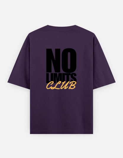 No Limits Club Back Print Unisex Purple Oversized T-Shirt