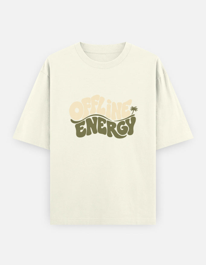 Offline Energy Front Print Unisex Off-white Oversized T-Shirt