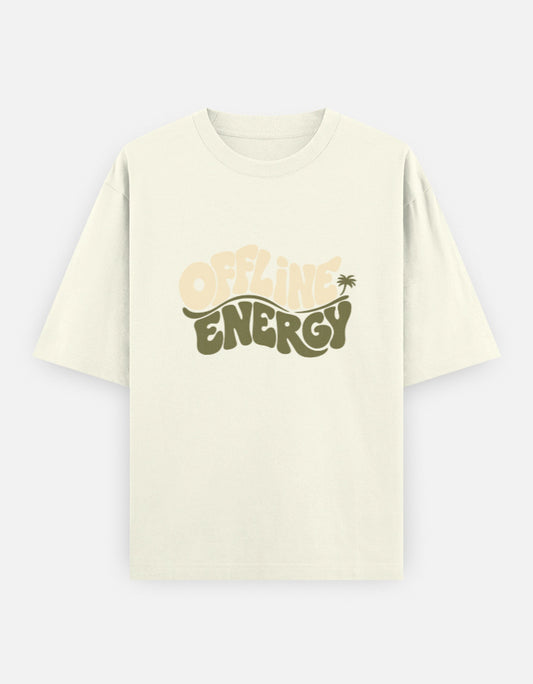 Offline Energy Front Print Unisex Off-white Oversized T-Shirt