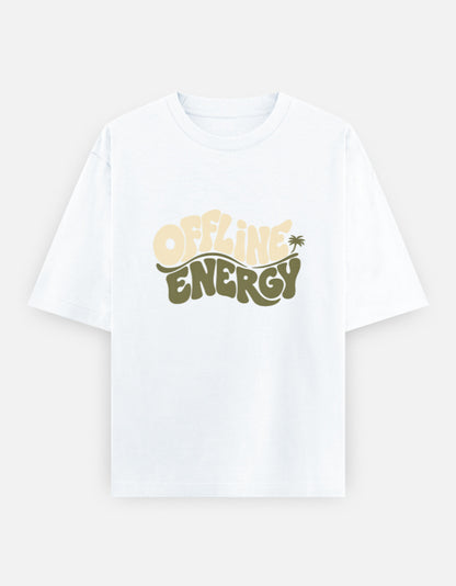 Offline Energy Front Print Unisex White Oversized T-Shirt
