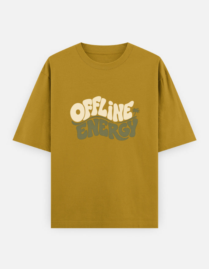 Offline Energy Front Print Unisex Yellow Oversized T-Shirt