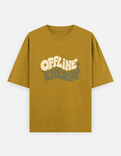 Offline Energy Front Print Unisex Yellow Oversized T-Shirt