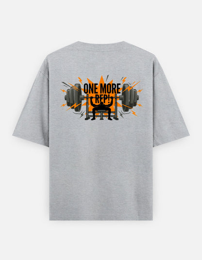 One More Rep Back Print Unisex Grey Oversized T-Shirt