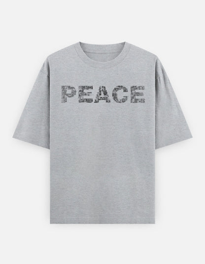 Peace Front Print Unisex Grey Oversized T-Shirt