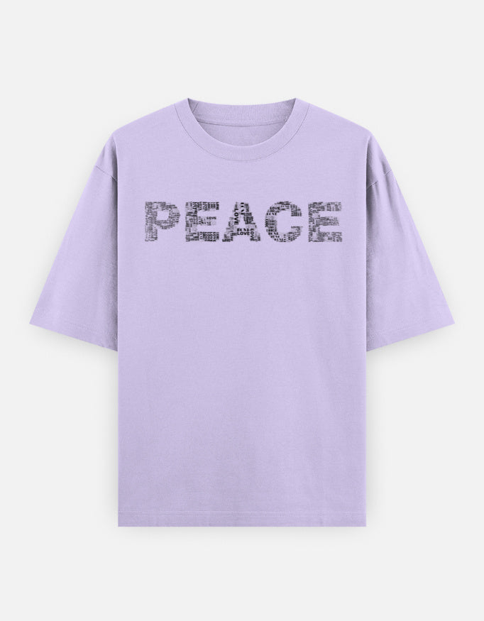 Peace Front Print Unisex Lavender Oversized T-Shirt