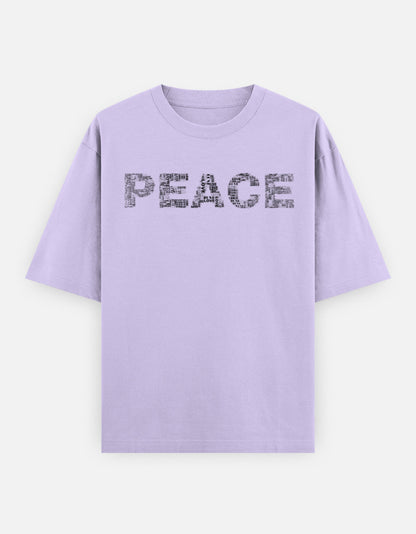 Peace Front Print Unisex Lavender Oversized T-Shirt