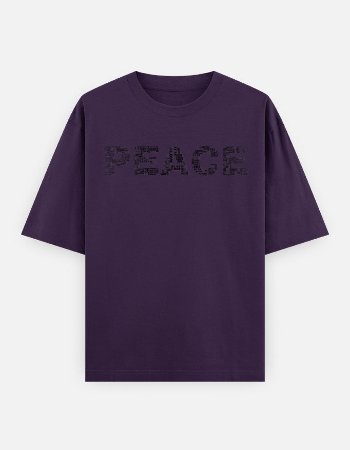 Peace Front Print Unisex Purple Oversized T-Shirt
