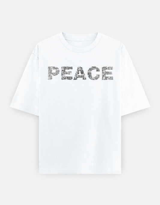 Peace Front Print Unisex White Oversized T-Shirt