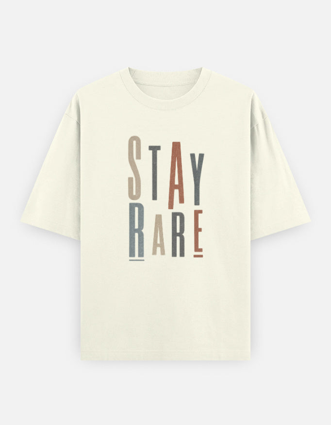 Stay Rare Front Print Unisex Off-white Oversized T-Shirt