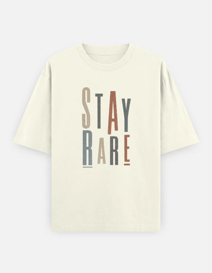 Stay Rare Front Print Unisex Off-white Oversized T-Shirt