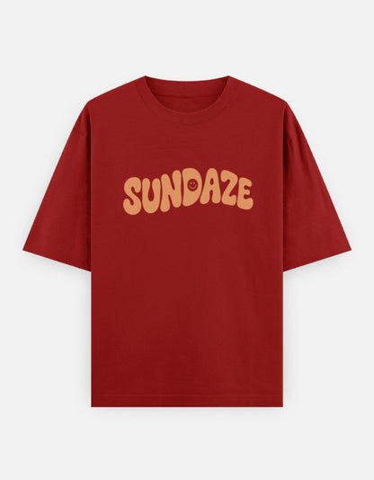 Sundaze Front Print Unisex Red Oversized T-Shirt