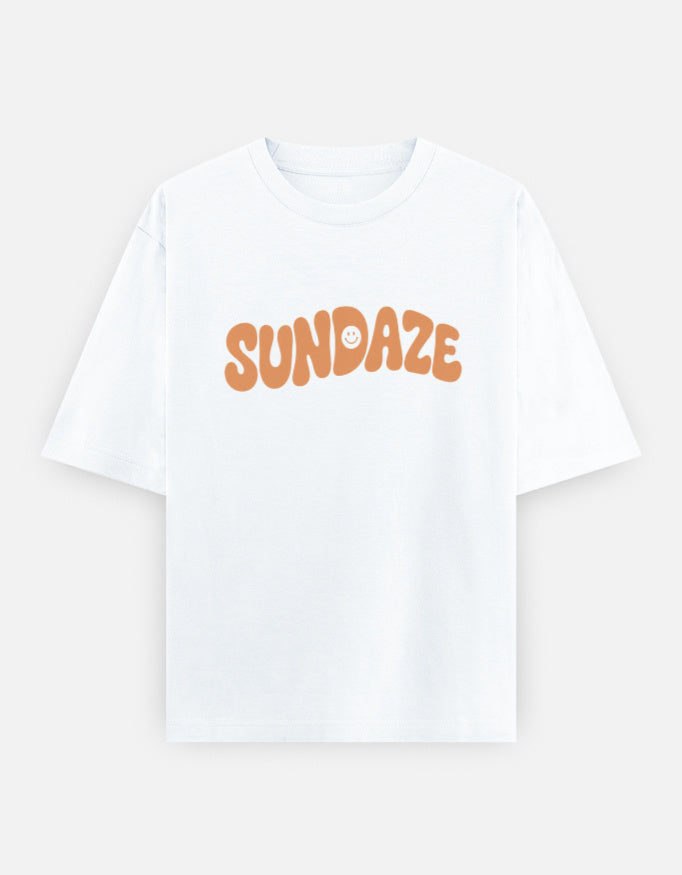 Sundaze Front Print Unisex White Oversized T-Shirt