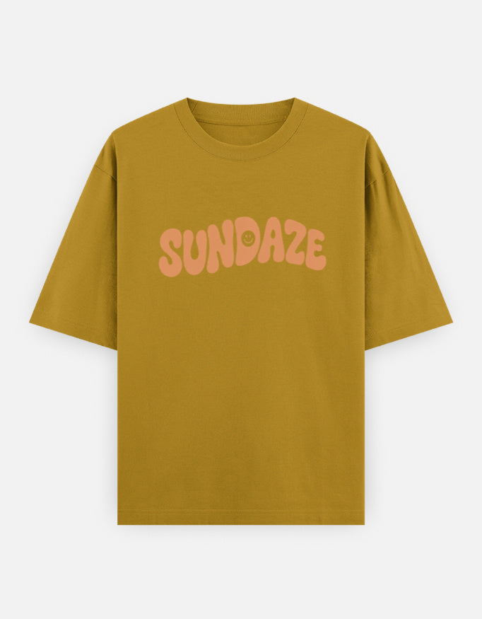Sundaze Front Print Unisex Yellow Oversized T-Shirt