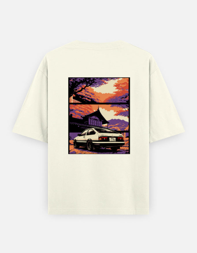 Sunset Drive Back Print Unisex Off-white Oversized T-Shirt