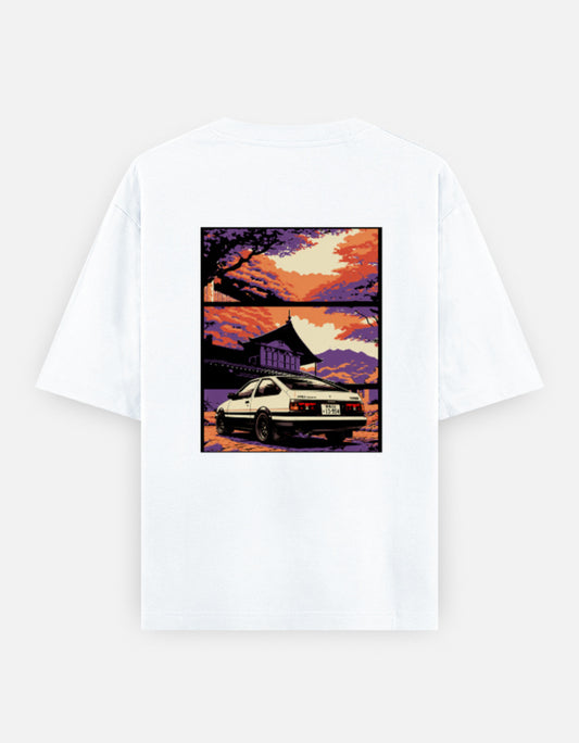 Sunset Drive Back Print Unisex Oversized T-Shirt white 