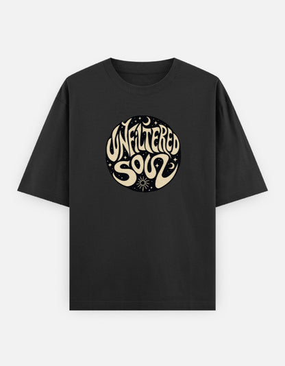 Unfiltered Soul Front Print Unisex Black Oversized T-Shirt

