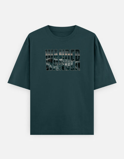 Wander Front Print Unisex Green Oversized T-Shirt
