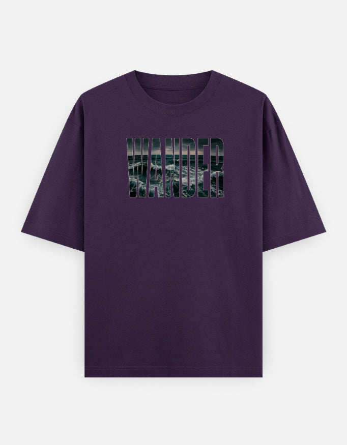 Wander Front Print Unisex Oversized Purple T-Shirt