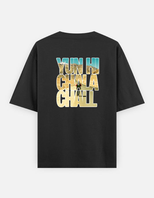 Yun Hi Chala Chall Back Print Unisex Black Oversized T-Shirt
