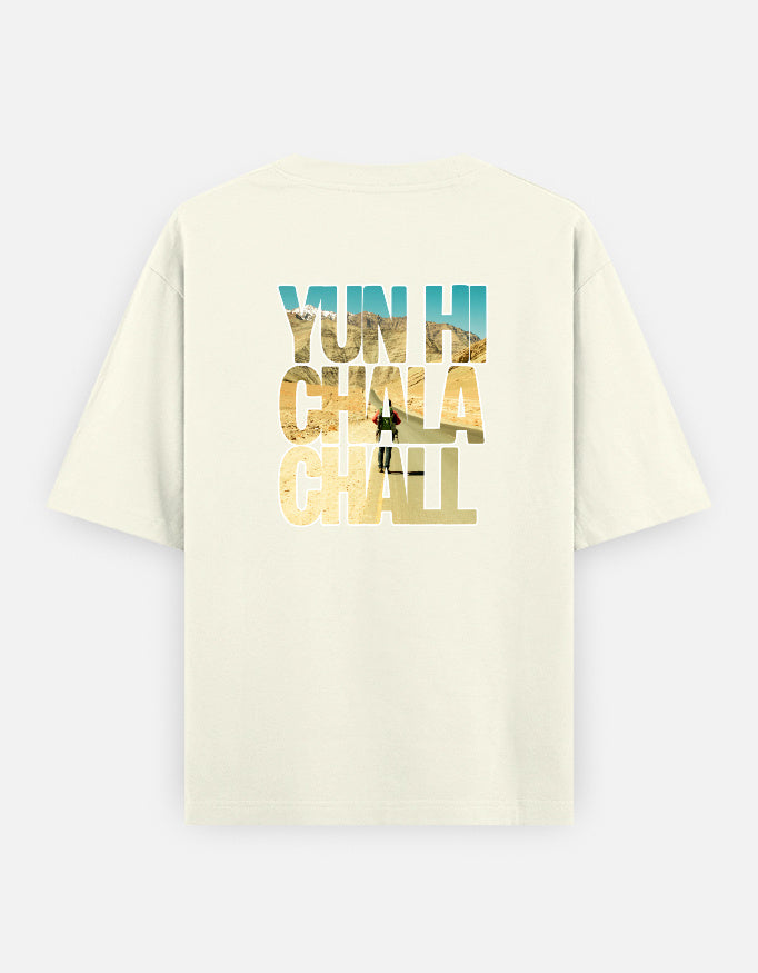 Yun Hi Chala Chall Back Print Unisex Off-white Oversized T-Shirt