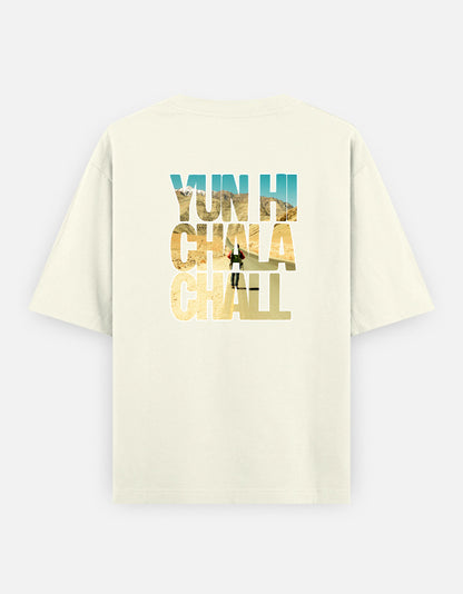 Yun Hi Chala Chall Back Print Unisex Off-white Oversized T-Shirt
