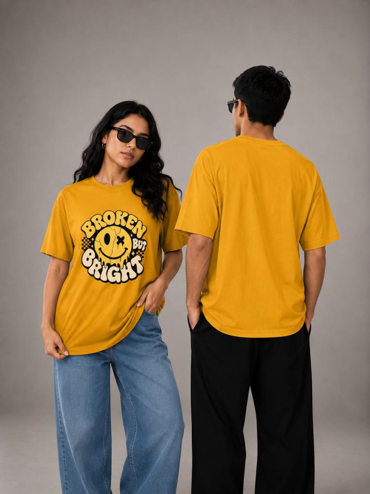 Broken But Bright Front Print Unisex Oversized T-Shirt