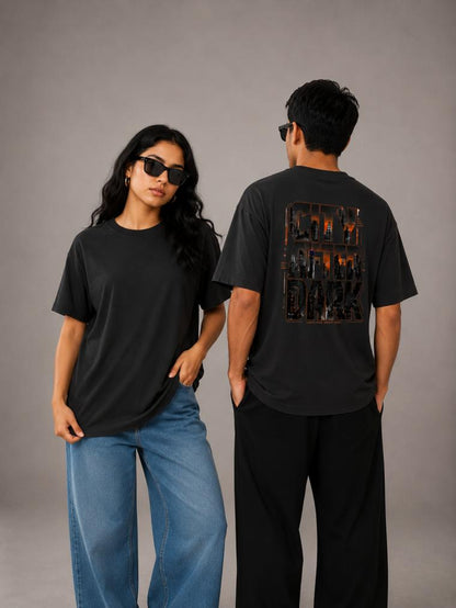 City After Dark Back Print Unisex Oversized T-Shirt